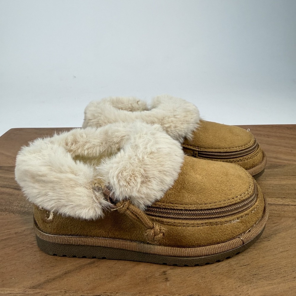 New Little Kids Billy Cozy Chestnut Fur Trim Lined Casual Slippers‎ Size 8 C NIB